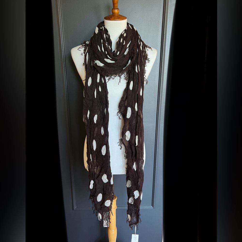 Chan Luu Polka Dot Cashmere Silk Scarf  Color: Java Brown